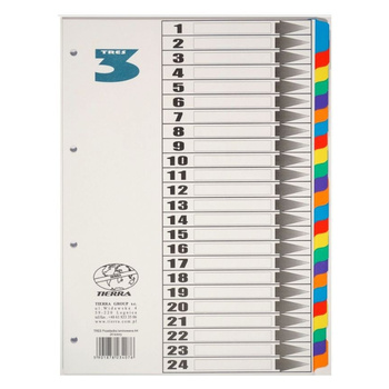 Przekładki do segregatora A4 24 kolory Tres