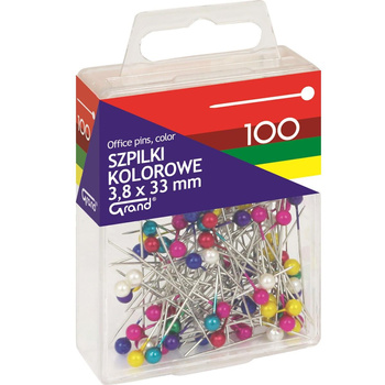 Szpilki kolorowe 33mm Grand T4 w pudełku 100 sztuk