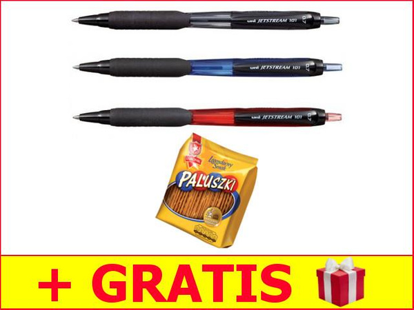 1 Zestaw 12 x Długopis automatyczny Uni SXN-101 + paluszki GRATIS ! czarny